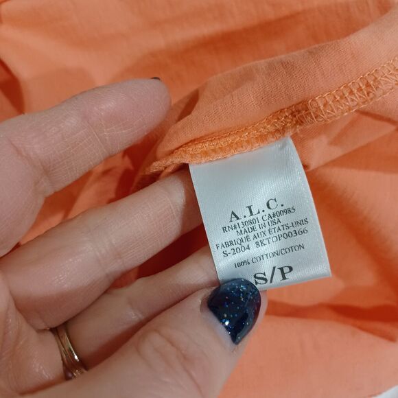 A.L.C. Lou Lantern Puff Short Sleeve T-Shirt Pink Size S Preppy Cotton Easter - Picture 7 of 8